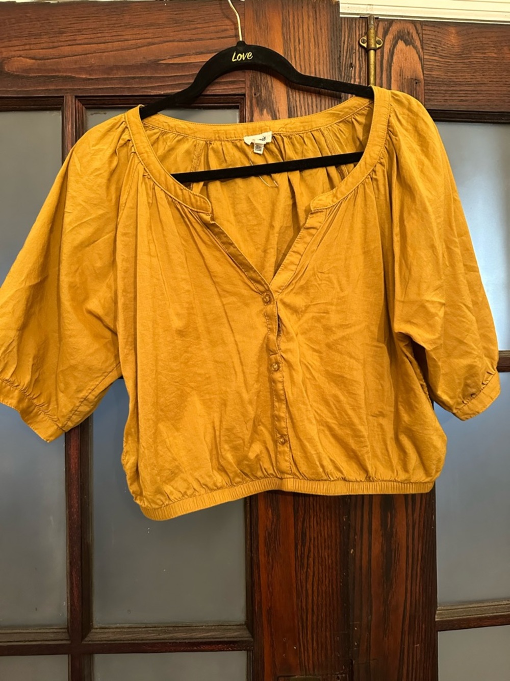 Aerie crop peasant top